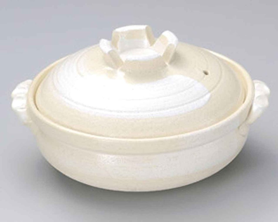 White Brush for 4-5 persons 11.4inch Donabe Japanese Hot pot White Ceramic Made in Japan