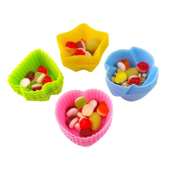 MIREN Reusable and Non-stick Silicone Baking Cups/Muffin Cup Molds in Storage Container-24 Pack-4 Vibrant Colors... N4