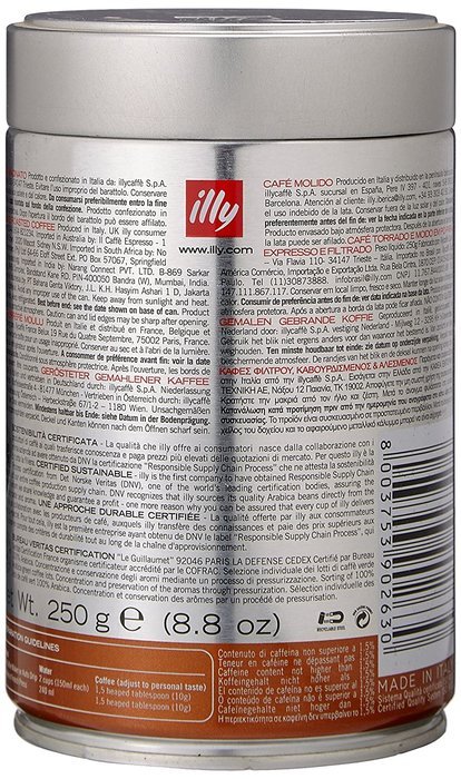 illy, Ground Coffee Drip Grind (Medium Roast, Blue Band), 8.8-Ounce Tins (Pack of 2) N2
