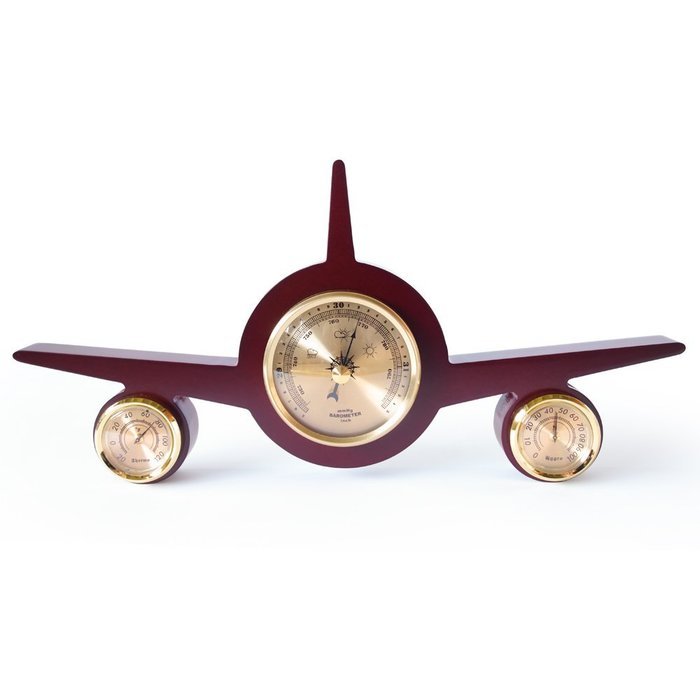 Airplane Weather Station with Thermometer, Barometer and Hygrometer hangs or sits N2