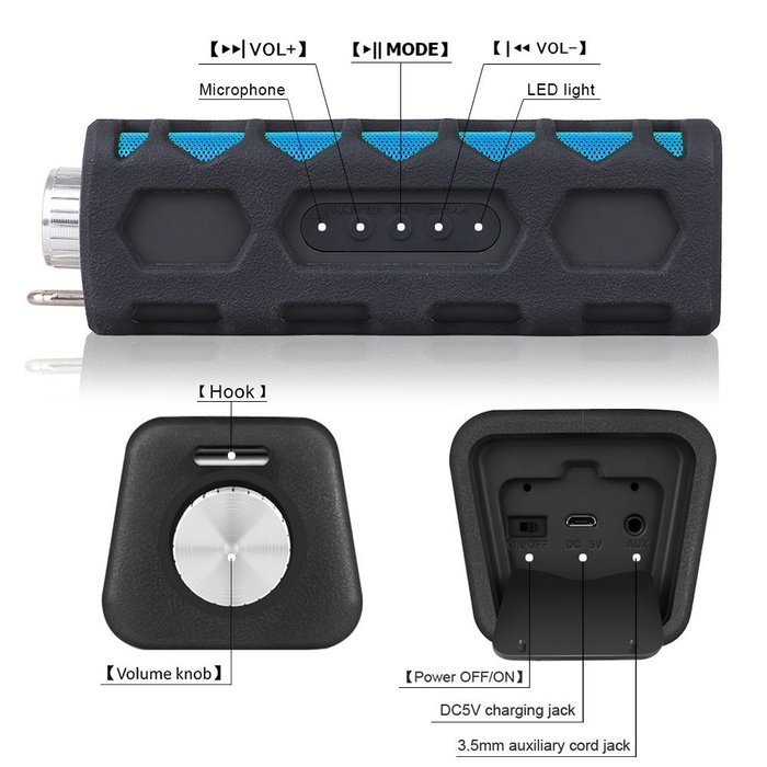 Waterproof Bluetooth Speaker, Keedox Wireless Outdoor Speaker Shower Bluetooth Speaker for Apple iPhone 6s Plus... N10