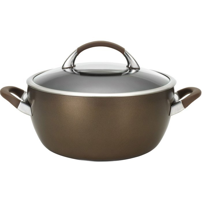 5.5-Quart Symmetry Hard-Anodized Nonstick Covered Casserole Pot, Chocolate