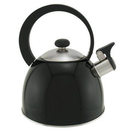 Copco 1.3 Qt Whistling Tea Kettle made with Durable Stainless Steel, Black
