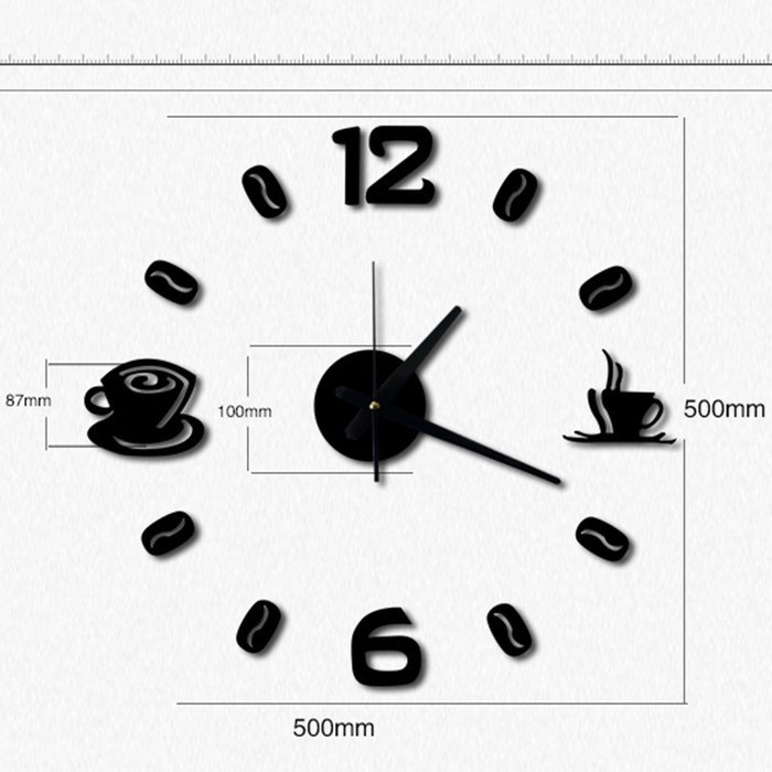 MuLuo American Style Living Room Coffee Cup DIY Wall Clock 3D Wall Stickers Watches Three colors red