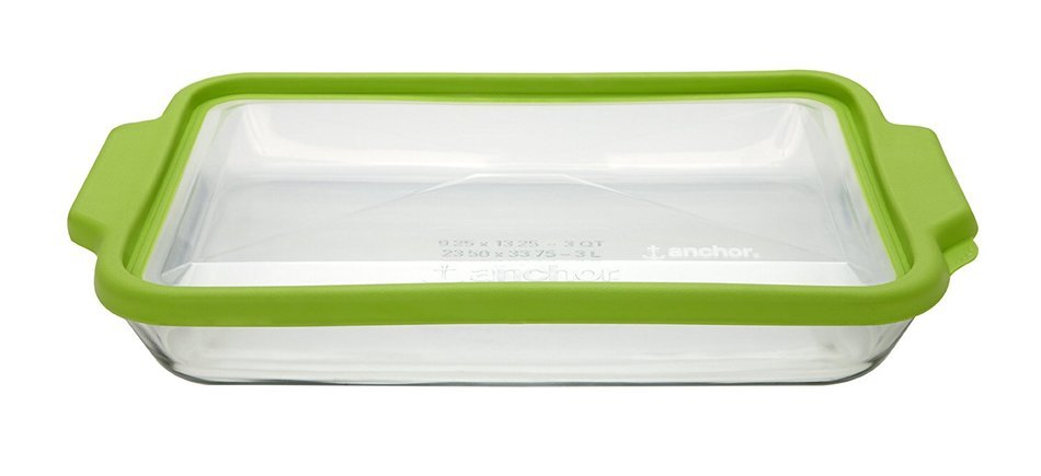 Anchor Hocking 3-Quart Baking Dish with Green TrueFit Lid, Set of 3