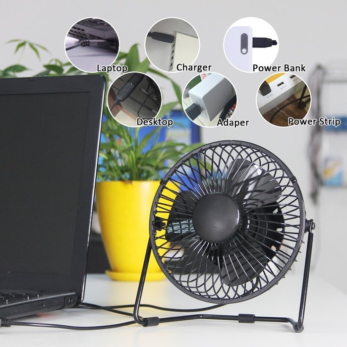 5" Small Desk Fan Personal Quiet for Home and Office with 2 Speeds Mini USB Table Fan