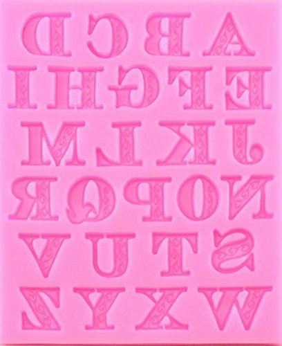Decorated Letters Alphabet 26 Cav Silicone Mold for Fondant Chocolate Crafts