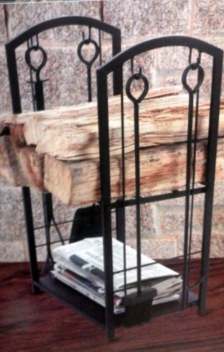 Fireplace Wood and Tool Storage Rack - Black N2