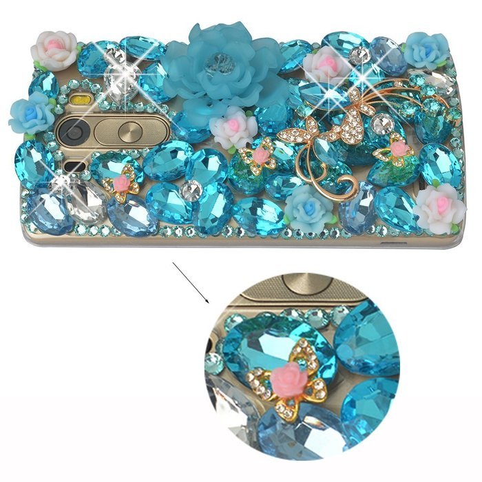 LG G Stylo Case, LG G Stylo Bling Case-Spritech(TM) 3D Handmade Colorful Diamond Bling with Butterfly Flower Decoration... N12