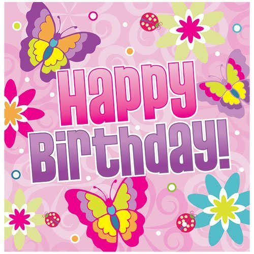 Hanna K. Signature Collection 40 Count Birthday Butterfly Paper Lunch Napkin N3