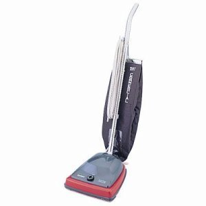 Commercial Lightweight Bag-Style Upright Vacuum, 12 Lbs, Gray/Red