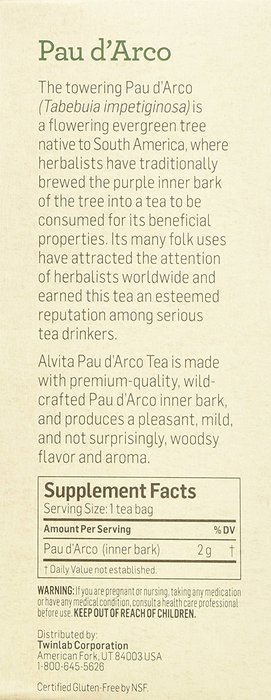 Alvita Teas Pau D' Arco Herbal Tea Bags, 24 Count