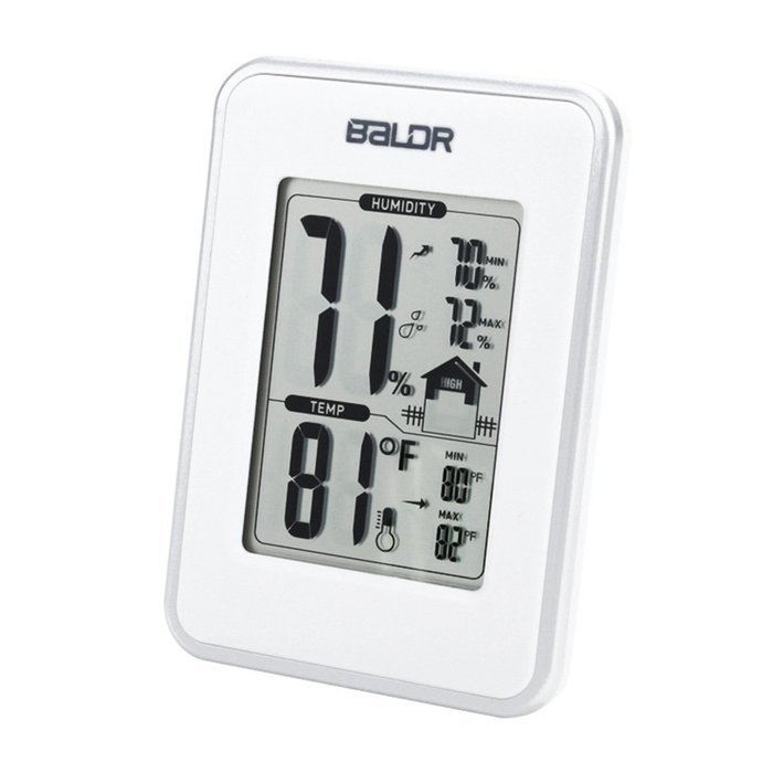 BALDR Weather Station, Displays Humidity and Temperature, Min, Max, and Trend Indicator, White N4