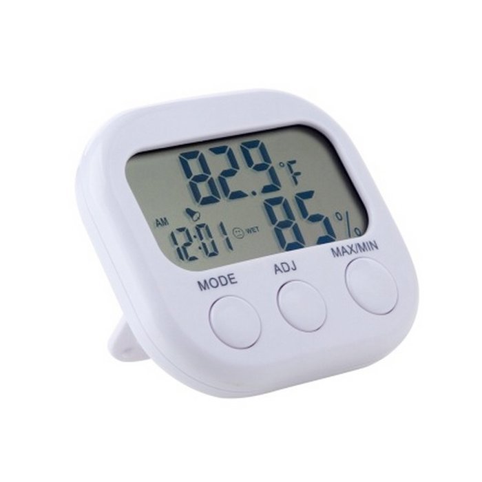 Momoday Mini Indoor/Outdoor Digital LCD Thermometer Hygrometer Clock Temperature Humidity Meter Gauge(White) N8