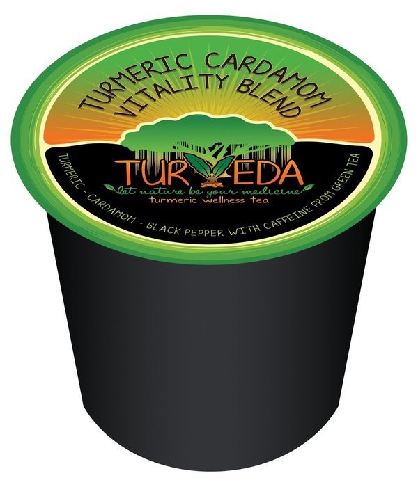 Turveda Turmeric Cardamom Black Pepper Vitality Tea, Single Serve Cups, 15 Count N2