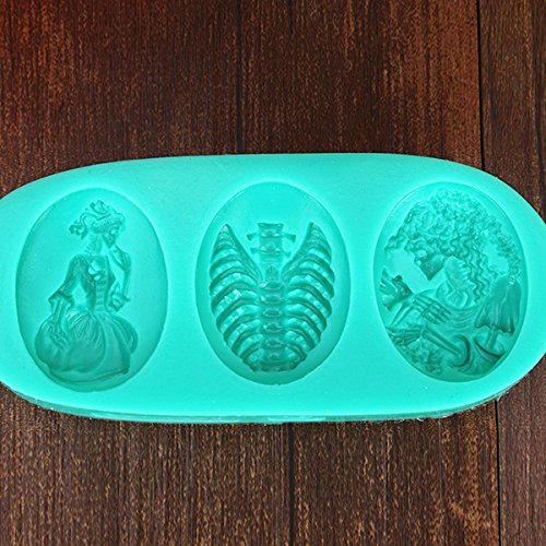 "Halloween Skeleton Skull Witch Styling Fondant Cake Mold Silicone Chocolate Candy Jelly Mould" shopping N4