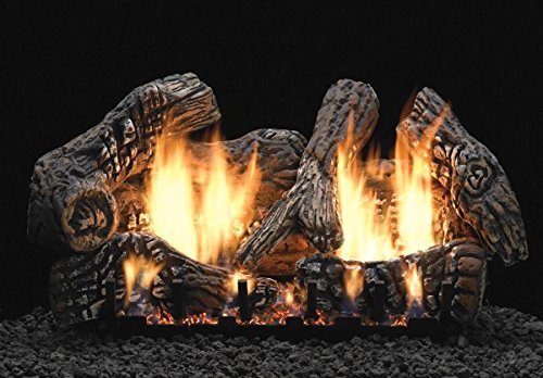 18" Super Charred Oak Logset with MV Vented Slope Glaze Burner, LP