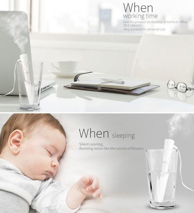 PYDDZH Mini Humidifier USB Wire Controller and Pen Shape, Cool Mist Microporous Type, Travel Humidifier - USB... N3