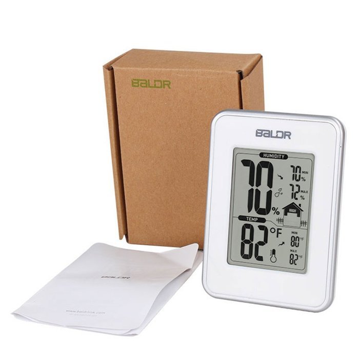 BALDR Weather Station, Displays Humidity and Temperature, Min, Max, and Trend Indicator, White N9
