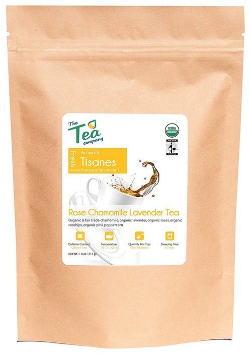 Organic Rose Chamomile Lavender Tea - Loose Herbal Blend - GMO Free - Relaxing - Calming Tisane by The Tea Company... N32