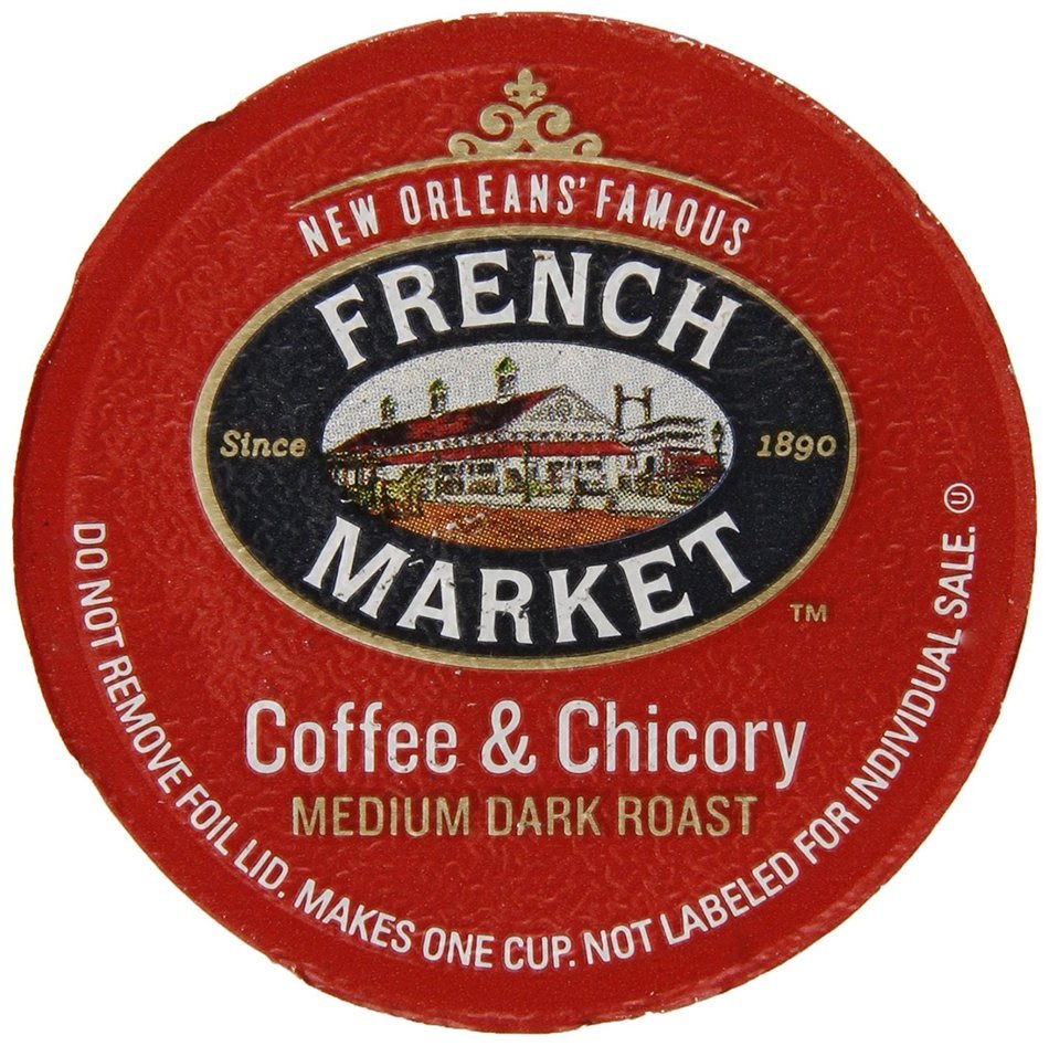 French Market Coffee Single Serve Cups, Medium-Dark Roast With Chicory, 12 count