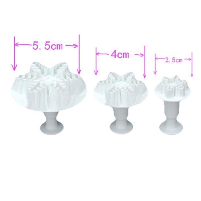 Cake & Cookie Cutters 3PCS Snowflake Shape Fondant Cake Baking Decorating Mold Plunger Cutter Set N5