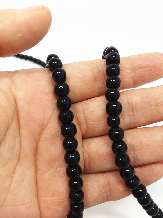 QTMY flower Rose diamond Black bead Choker Necklace long Chain Bohemian Jewelry with Pendant N2