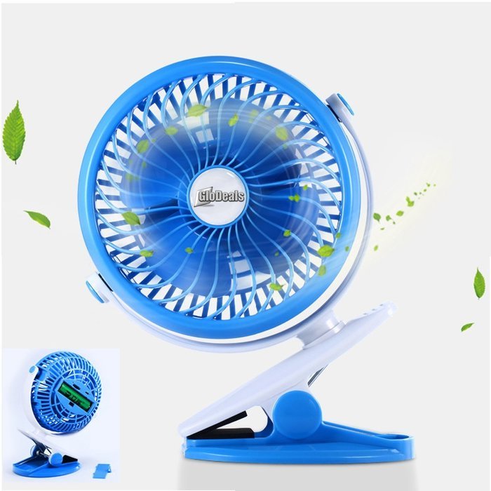 Glodeals USB Mini Clip-on Portable Fan Rechargable Li Battery 360 Degree Adjustable Air Circulator Table Fan Portable... N2