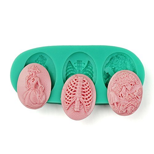 "Halloween Skeleton Skull Witch Styling Fondant Cake Mold Silicone Chocolate Candy Jelly Mould" shopping N5