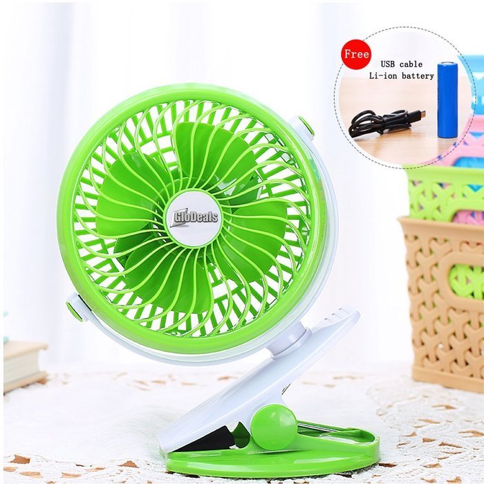 Glodeals USB Mini Clip-on Portable Fan Rechargable Li Battery 360 Degree Adjustable Air Circulator Table Fan Portable... N3