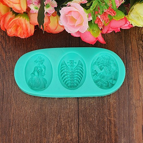 "Halloween Skeleton Skull Witch Styling Fondant Cake Mold Silicone Chocolate Candy Jelly Mould" shopping N6