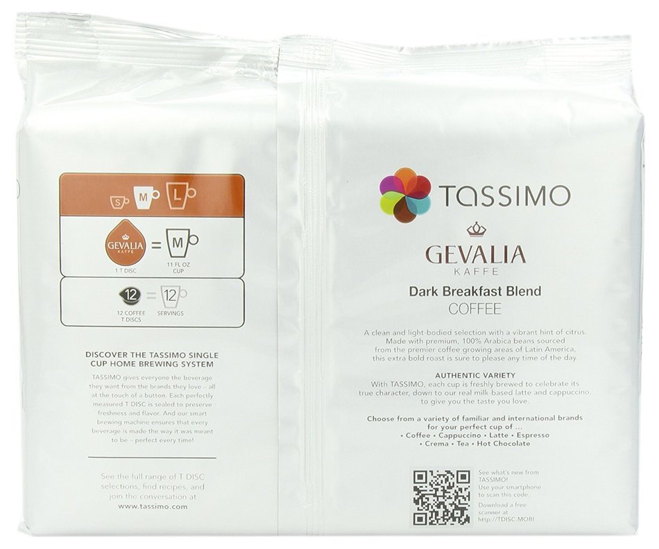 Gevalia Dark Breakfast Blend, 12-Count T-Discs for Tassimo Coffeemakers(Pack of 2) N4