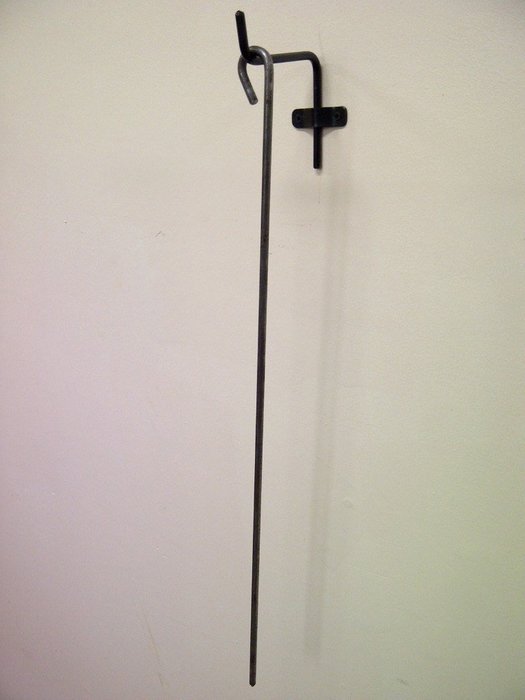 Hand Formed, Steel Fireplace Poker w/ Bracket & Hook for Mounting