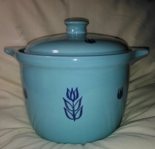 Vintage Cronin Pottery - Bake Oven USA - Deep Blue Tulip Casserole Dish with Lid N3