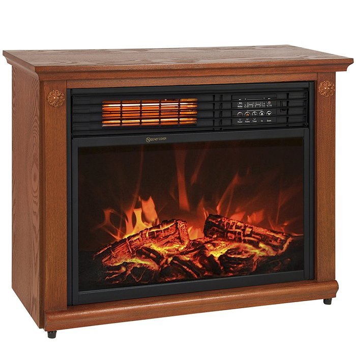 Best Choice Products Large Room Infrared Quartz Electric Fireplace Heater Honey Oak Finish w/ Remote N6