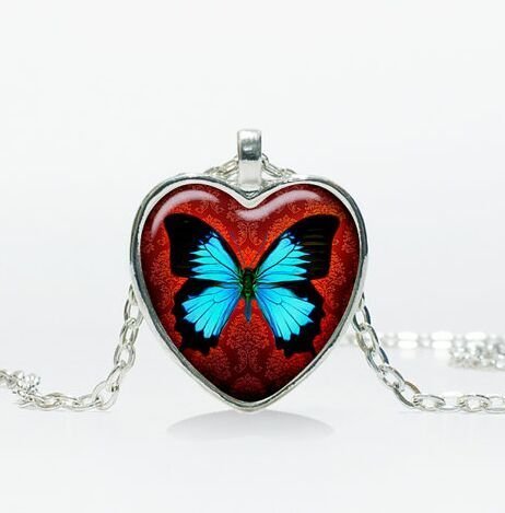 Butterfly pendant Butterfly Heart necklace Heart jewelry Heart shape Christmas gift