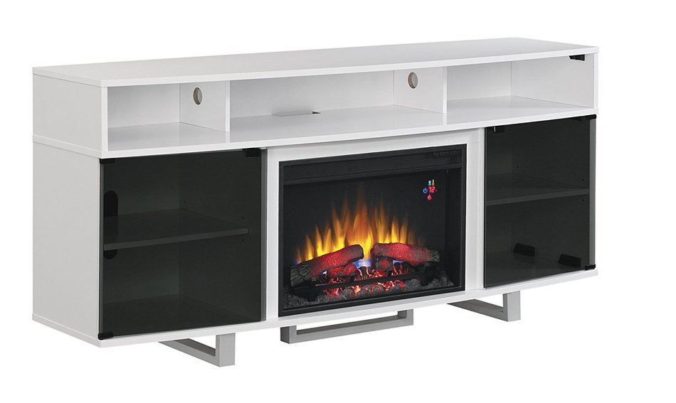 ClassicFlame 26MM9665-NW145 Enterprise Lite Contemporary TV Stand for TVs up to 80", Gloss White (Electric Fireplace... N2