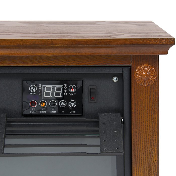 Best Choice Products Large Room Infrared Quartz Electric Fireplace Heater Honey Oak Finish w/ Remote N7