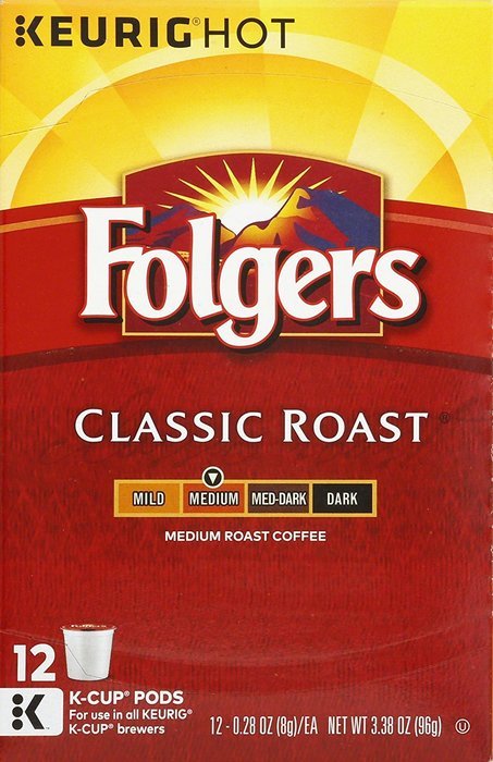Folgers Classic Roast Coffee Kcups, 12 Count