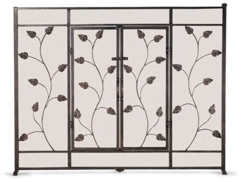 Pilgrim Home and Hearth 19331 Napa Forge Leaf and Vine Flat Screen with Doors, Brushed Bronze finish