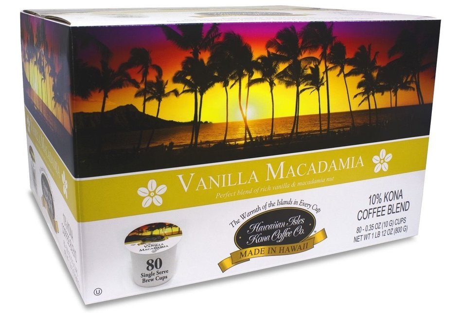 Vanilla Macadamia Kcup 80 Pack Single Serve Cup Kona Coffee N3