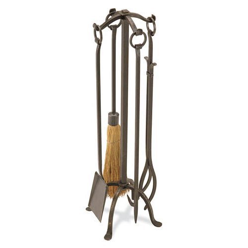 5 Pc Hand-Made Craftsman Fireplace Set in Iron Finish