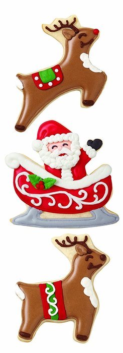 Wilton 2308-0328 Holiday 3-Piece Santa Reindeer Cookie Cutter