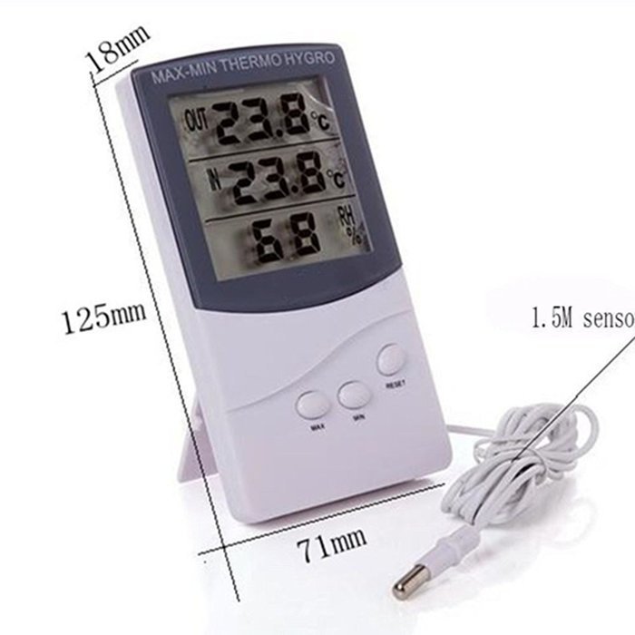 Professional Thermometer Hygrometer Tool Dual Sensor LCD Display Digital Indoor Outdoor Thermometer Min Max Record...
