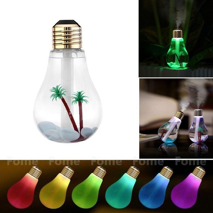 USB humidifier, Jaragar Portable Bulb Design Humidifier 400ml Capacity Lamp Air Humidifier 7 Colorful LED Night... N13
