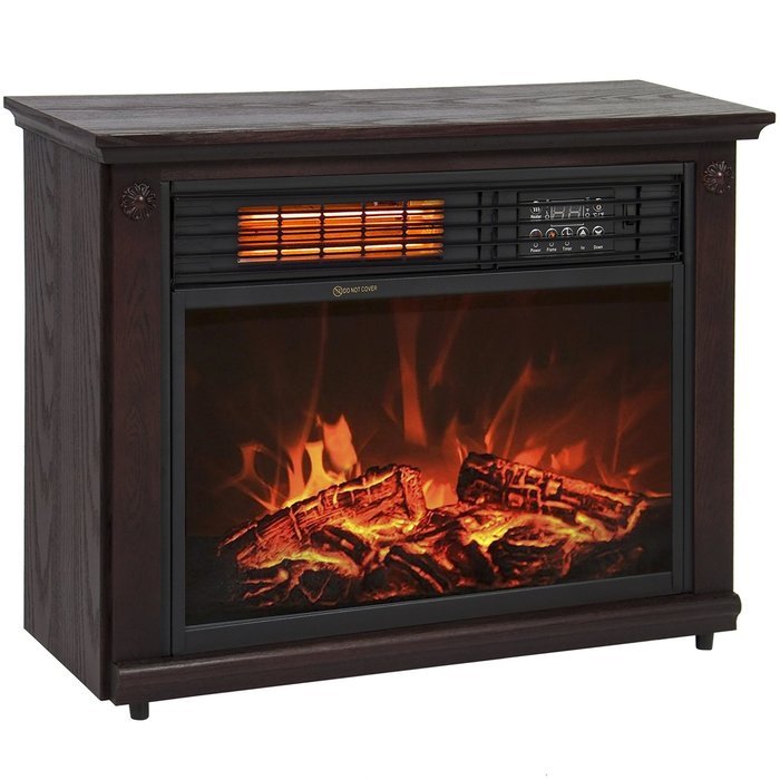 Best Choice Products Large Room Infrared Quartz Electric Fireplace Heater Honey Oak Finish w/ Remote N9