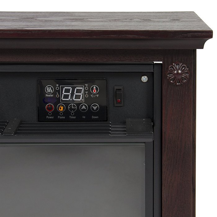 Best Choice Products Large Room Infrared Quartz Electric Fireplace Heater Honey Oak Finish w/ Remote N11