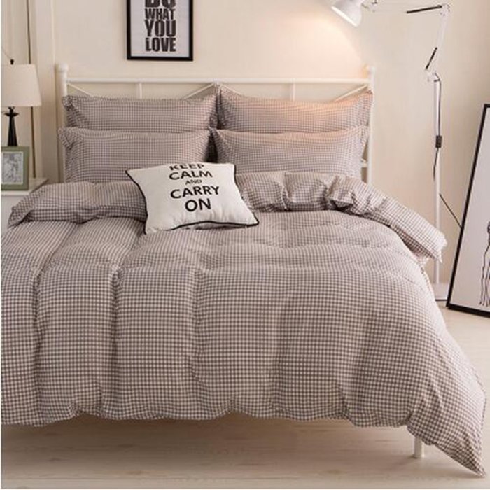 Yaheeda 4 Pcs Duvet Cover Quilt Cover Bedding Set bed Sheet Set,Blue Grid,1.8m/6ft N2
