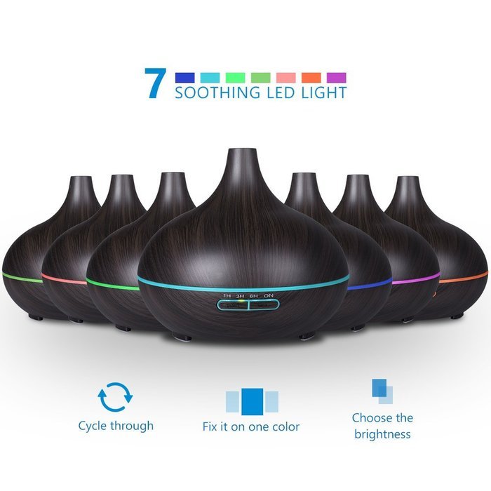 VicTsing Essential Oil Diffuser Humidifier, Wood Grain 300ml Ultrasonic Diffuser Cool Mist Humidifier for Home... N9