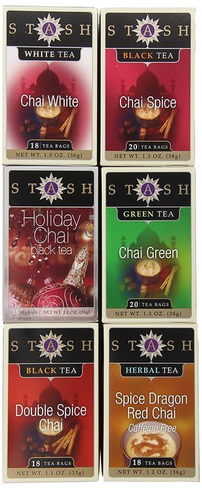 Stash Tea 6-Flavor Assortment Tea, Chai Lovers, 6 Count
